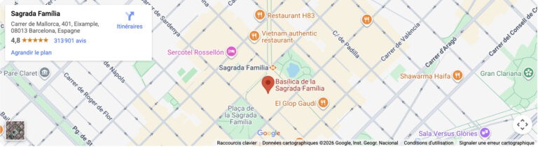Carte Sagrada Família - Cliquez pour ouvrir dans Google Maps